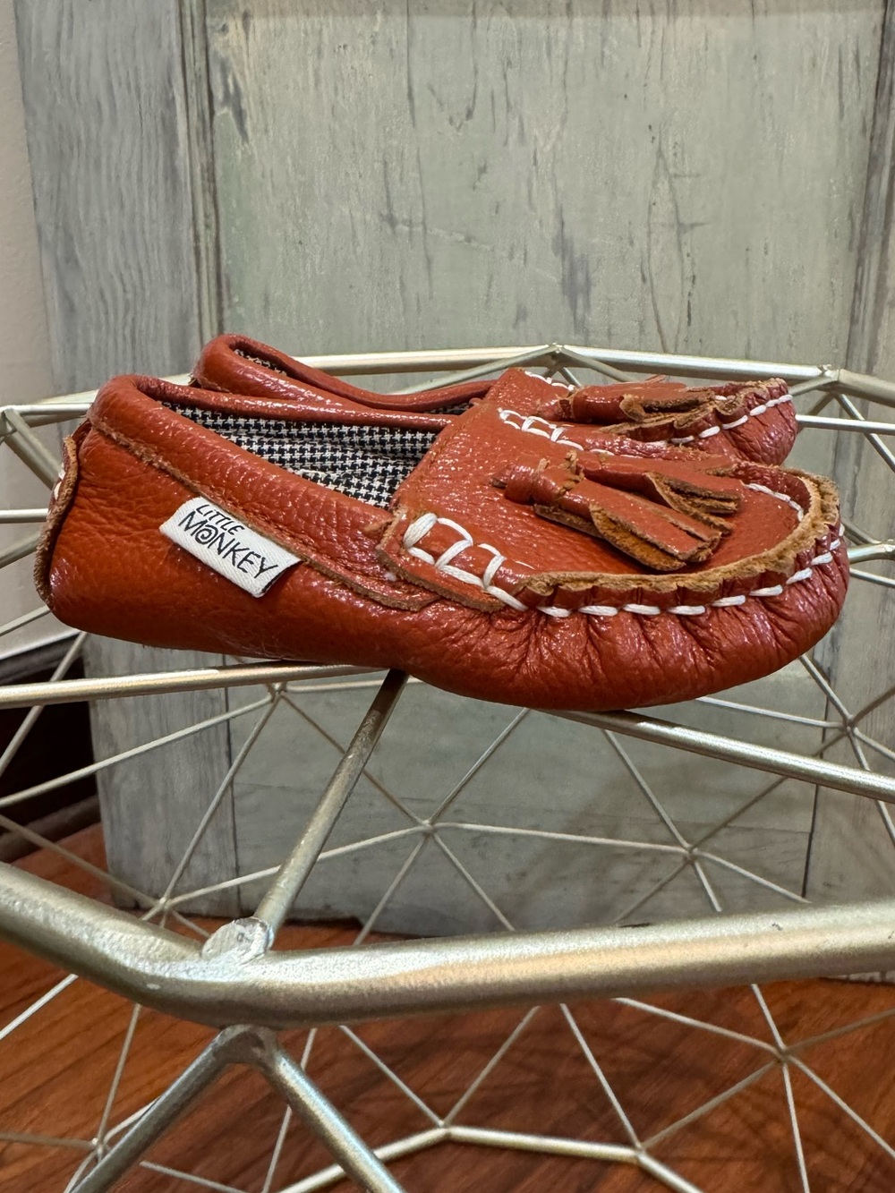 Little Monkey leather loafers shoes burnt orange boys girls baby